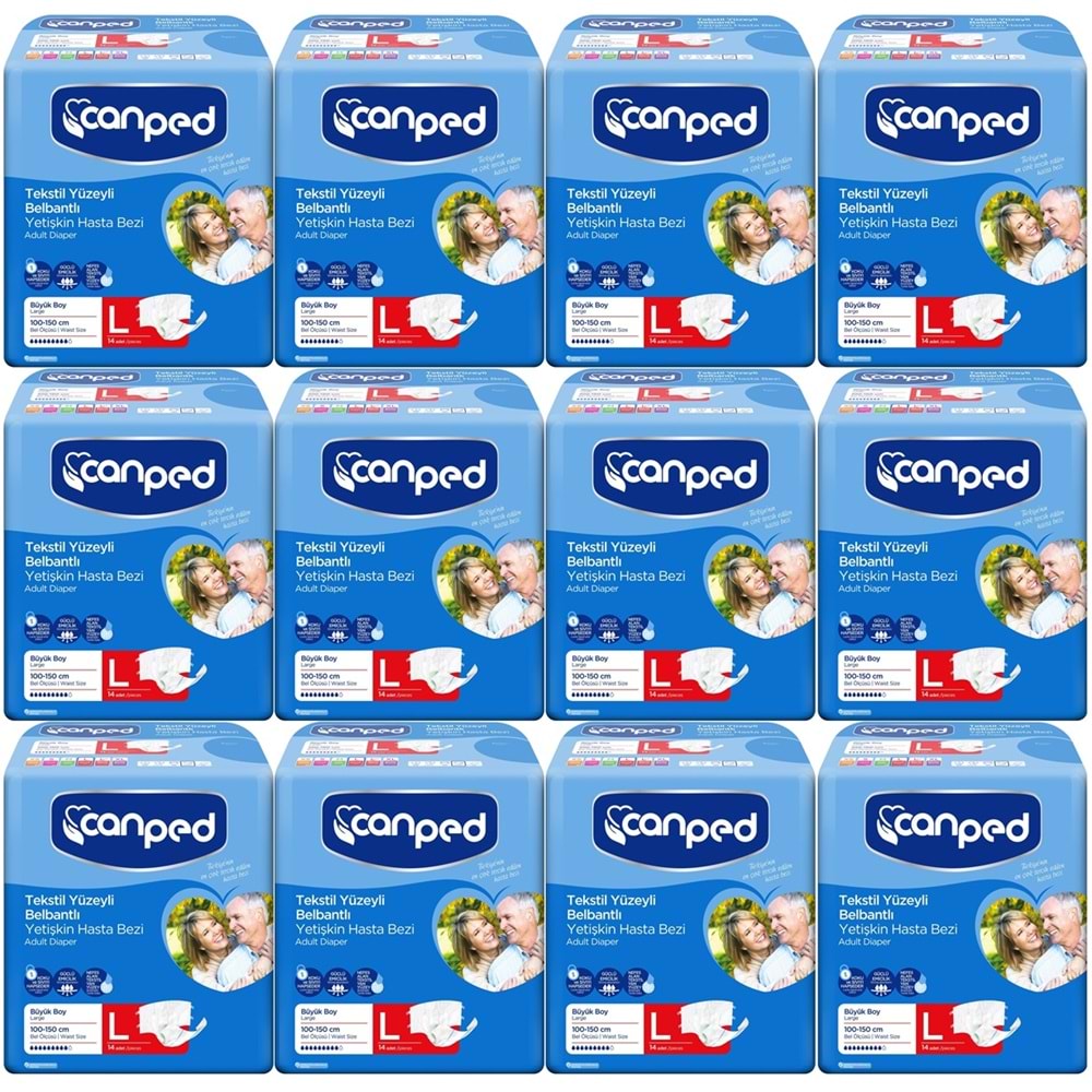 Canped Hasta Bezi Yetişkin Bel Bantlı Tekstil Yüzey L - Büyük - Large 168 Adet (12PK*14)