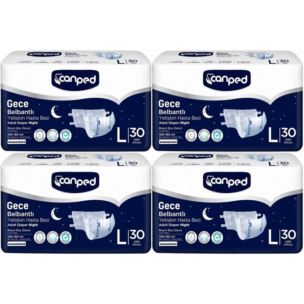 Canped Yetişkin Bezi Bel Bantlı Gece Night L - Büyük - Large 120 Adet