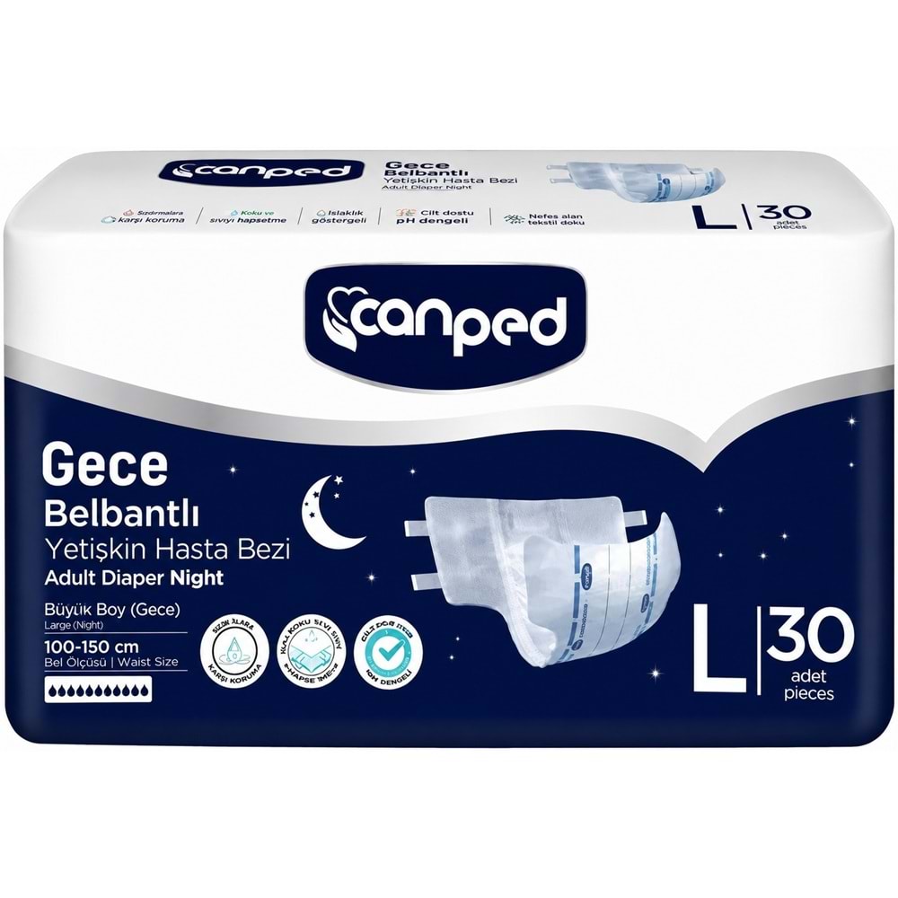 Canped Yetişkin Bezi Bel Bantlı Gece Night L - Büyük - Large 240 Adet