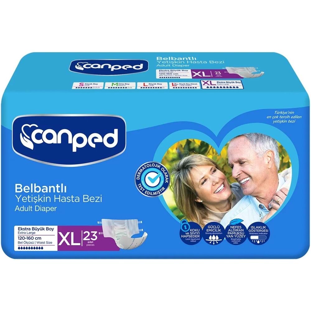 Canped Yetişkin Bezi Bel Bantlı Tekstil Yüzey XL - Ekstra Large - Extra Large 46 Adet