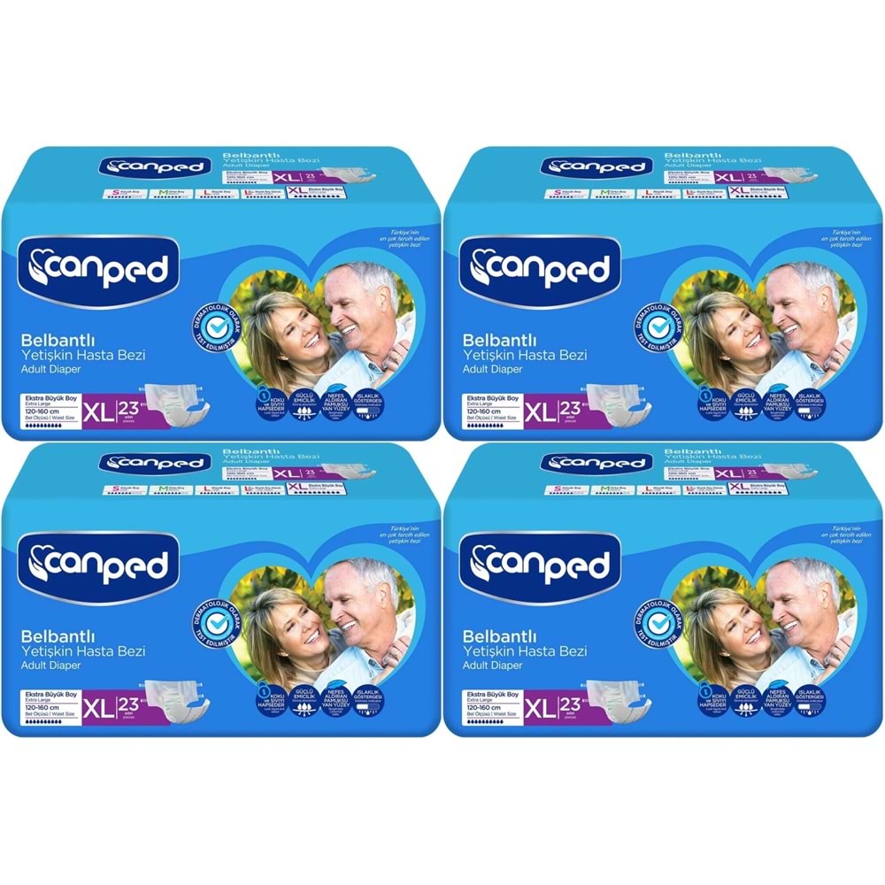 Canped Yetişkin Bezi Bel Bantlı Tekstil Yüzey XL - Ekstra Large - Extra Large 92 Adet