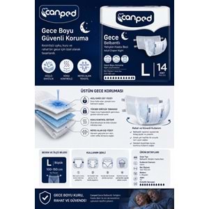 Canped Yetişkin Bezi Bel Bantlı Gece Night L - Büyük - Large 70 Adet