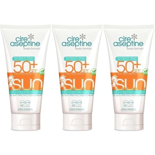 Cire Aseptine Sun Güneş Koruyucu Kremi Çocuk 50+ SPF 150 ML (3 Lü Set)