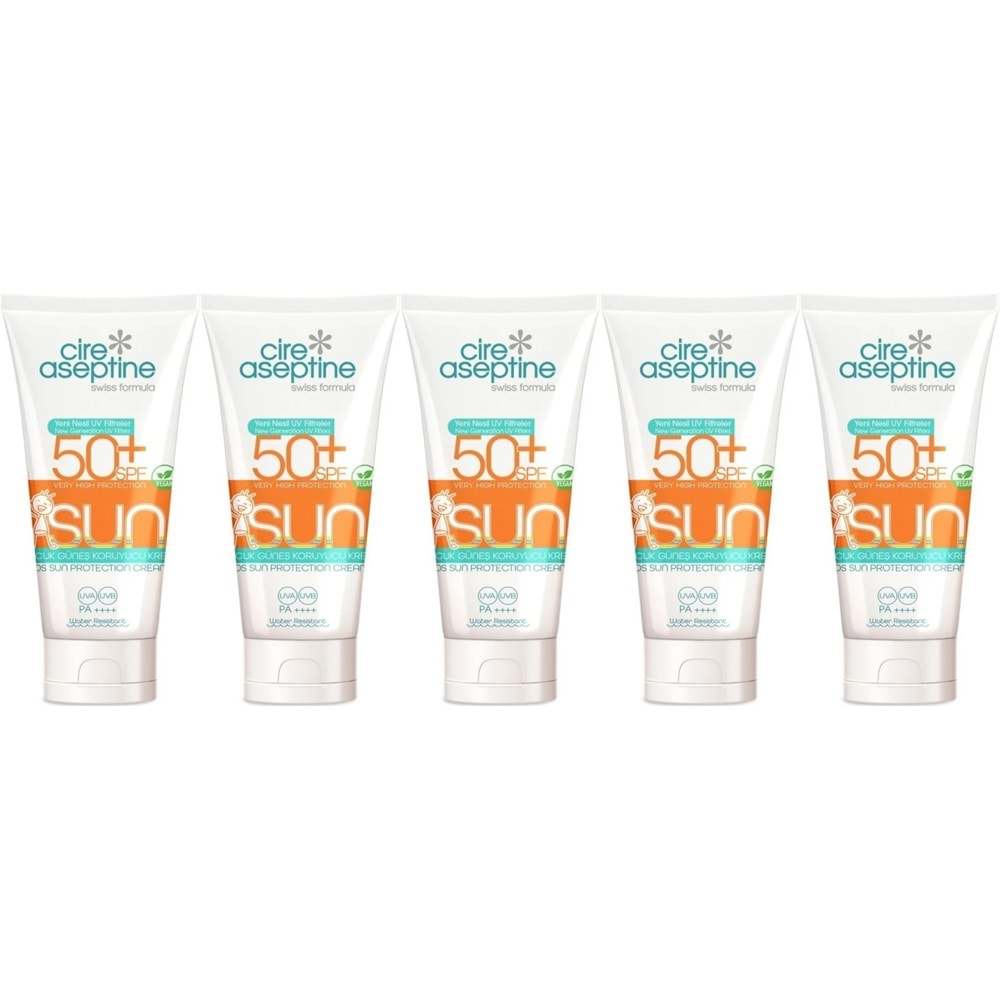 Cire Aseptine Sun Güneş Koruyucu Kremi Çocuk 50+ SPF 150 ML (5 Li Set)