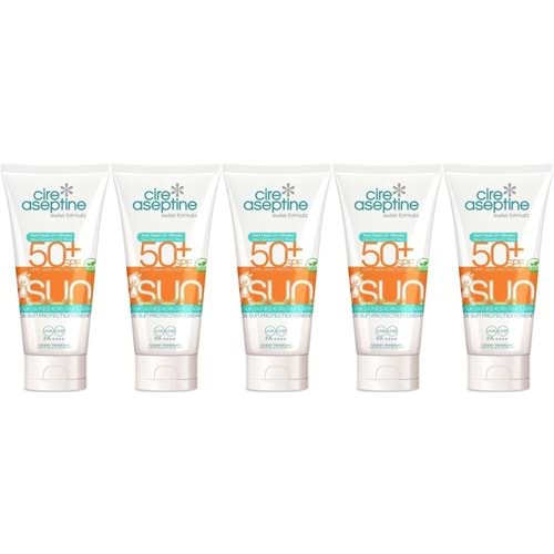 Cire Aseptine Sun Güneş Koruyucu Kremi Çocuk 50+ SPF 150 ML (5 Li Set)