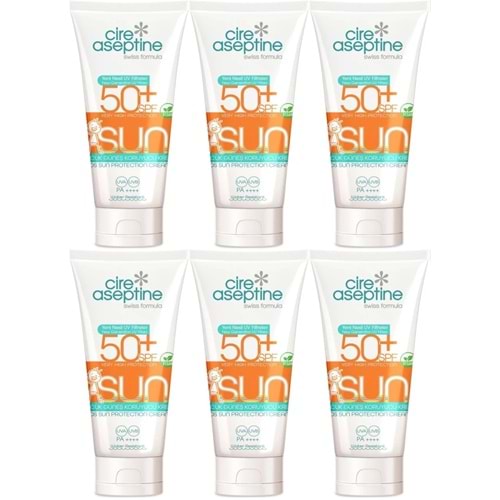 Cire Aseptine Sun Güneş Koruyucu Kremi Çocuk 50+ SPF 150 ML (6 Lı Set)