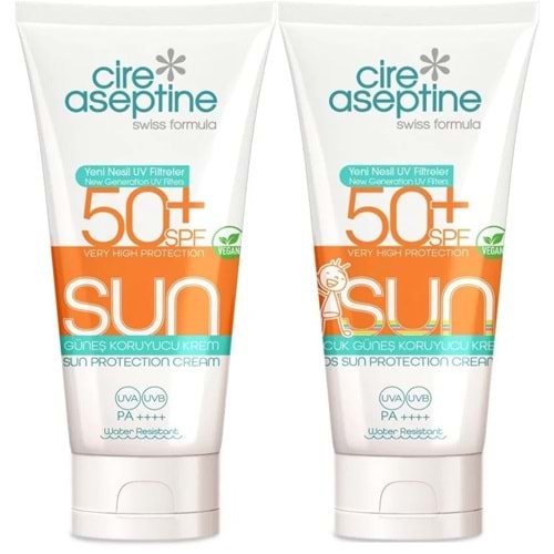 Cire Aseptine Sun Güneş Kremi 50+ SPF 150 ML + Güneş Kremi Çocuk 50+ SPF 150 ML Karma (2 Li Set)