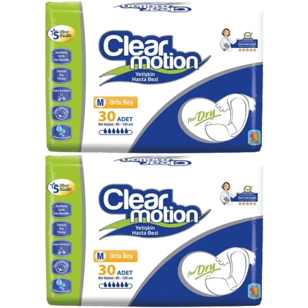 Clearmotion Yetişkin Hasta Bezi Bel Bantlı M - Orta - Medium 60 Adet (2PK*30)