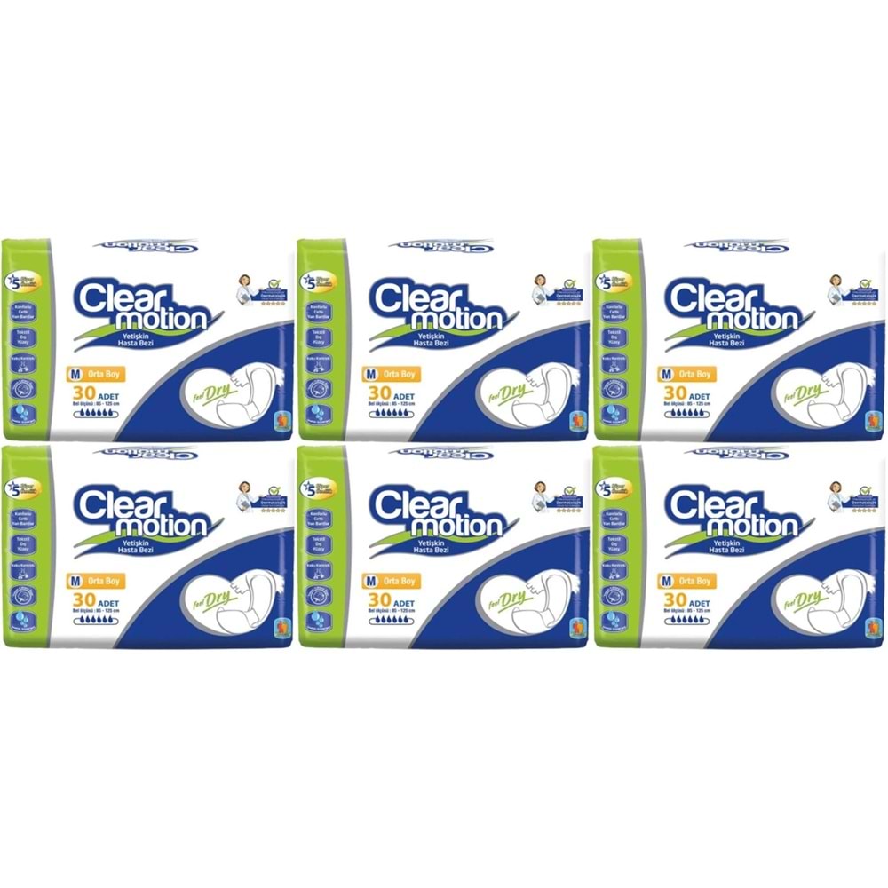Clearmotion Yetişkin Hasta Bezi Bel Bantlı M - Orta - Medium 180 Adet (6PK*30)