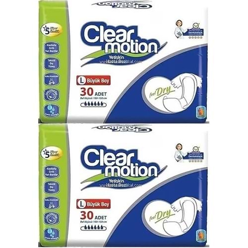 Clearmotion Yetişkin Hasta Bezi Bel Bantlı L - Büyük - Large 60 Adet (2PK*30)