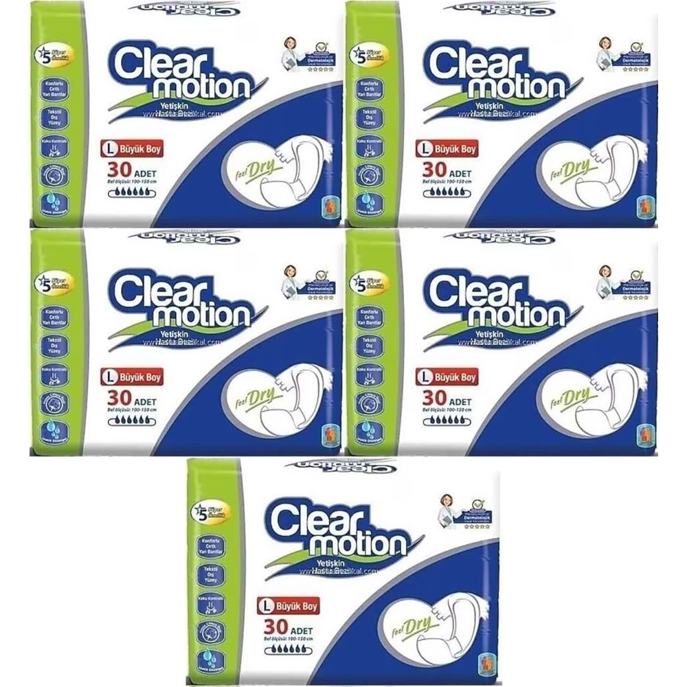 Clearmotion Yetişkin Hasta Bezi Bel Bantlı L - Büyük - Large 150 Adet (5PK*30)