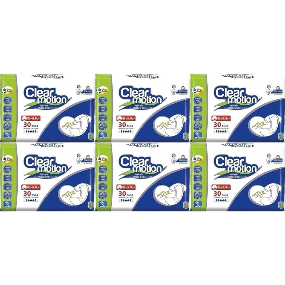 Clearmotion Yetişkin Hasta Bezi Bel Bantlı L - Büyük - Large 180 Adet (6PK*30)