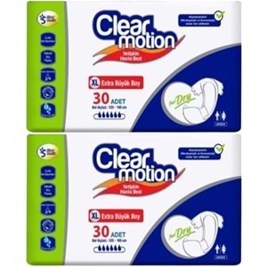 Clearmotion Yetişkin Hasta Bezi Bel Bantlı XL - Ekstra Büyük - Extra Large 60 Adet (2PK*30)