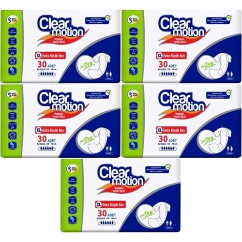 Clearmotion Yetişkin Hasta Bezi Bel Bantlı XL - Ekstra Büyük - Extra Large 150 Adet (5PK*30)
