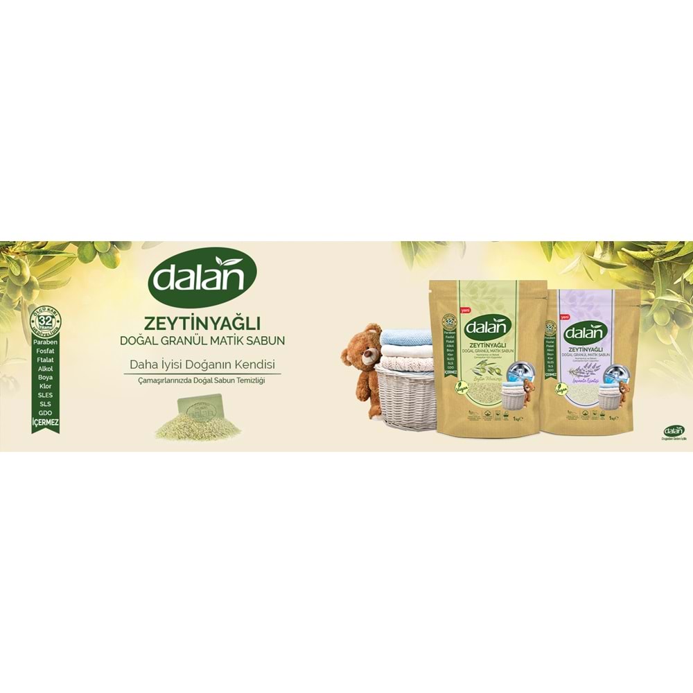 Dalan Doğal Granül Sabun Tozu 1Kg Doğal Bebekler İçin Lavanta Esintisi (2 Li Set)