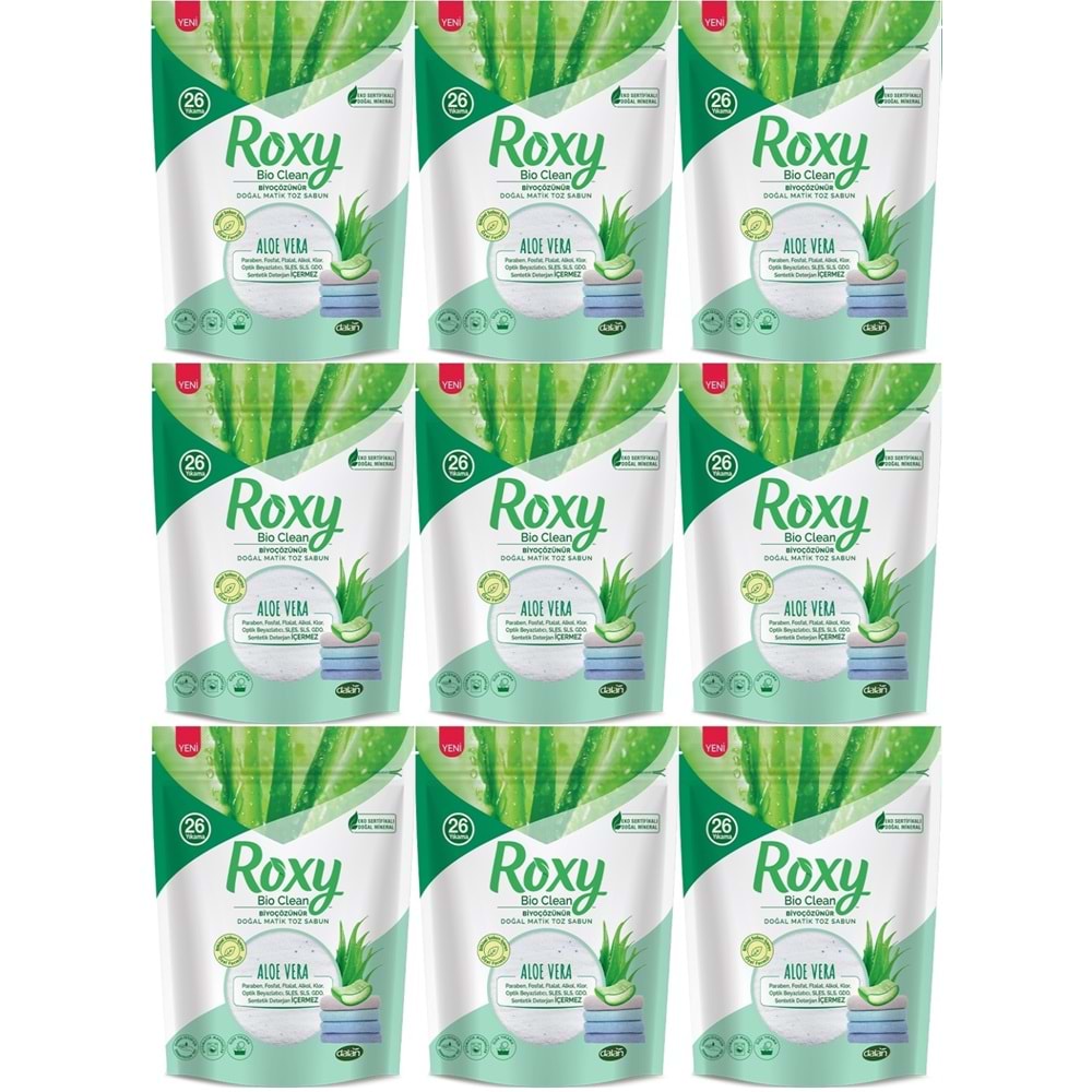 Dalan Roxy Bio Clean Matik Sabun Tozu 800GR Aloe Vera (9 Lu Set) (234 Yıkama)