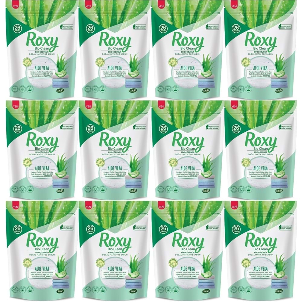 Dalan Roxy Bio Clean Matik Sabun Tozu 800GR Aloe Vera (12 Li Set) (312 Yıkama)