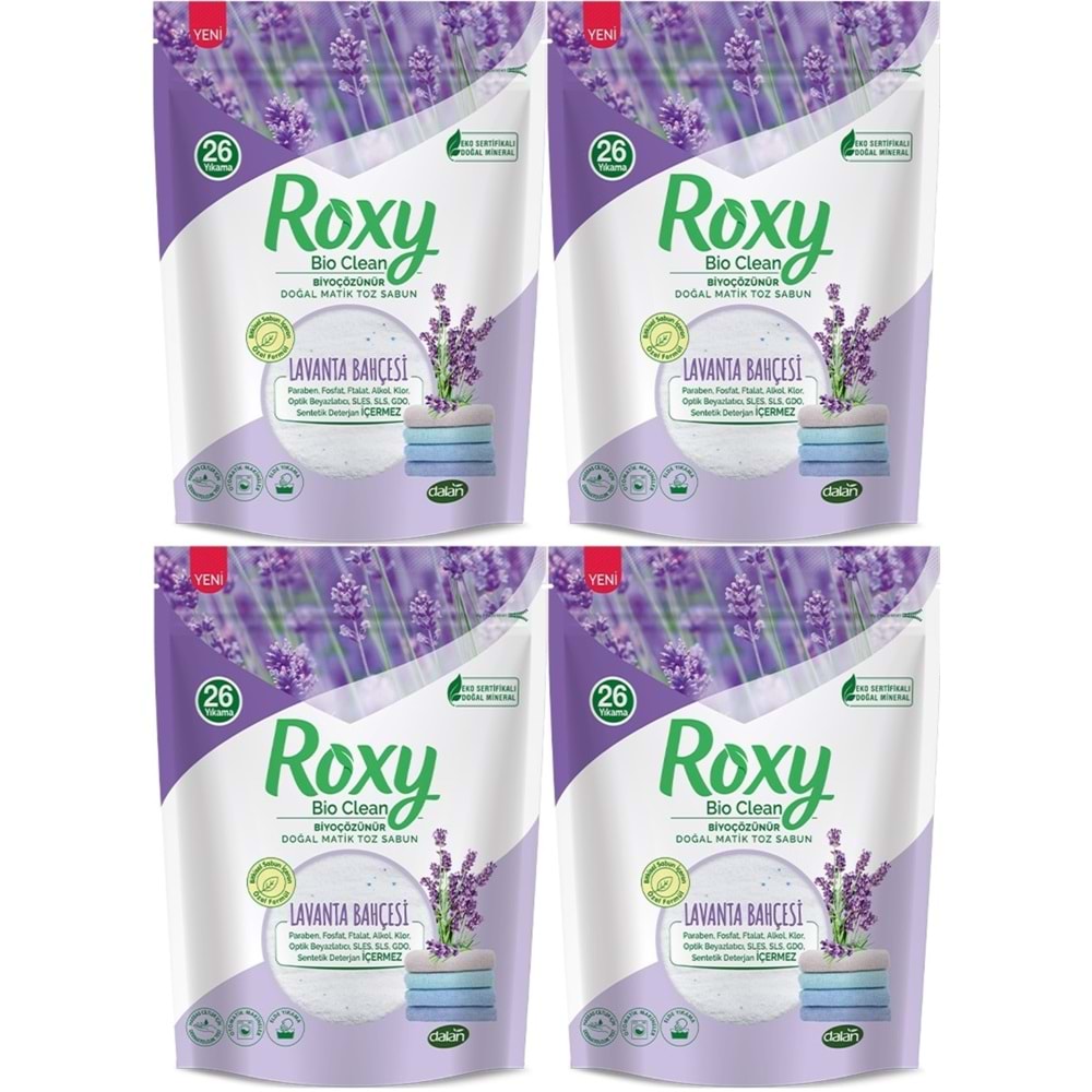 Dalan Roxy Bio Clean Matik Sabun Tozu 800GR Lavanta Bahçesi (4 Lü Set) (104 Yıkama)