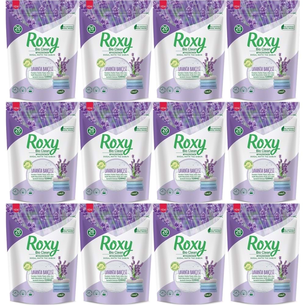 Dalan Roxy Bio Clean Matik Sabun Tozu 800GR Lavanta Bahçesi (12 Li Set) (312 Yıkama)