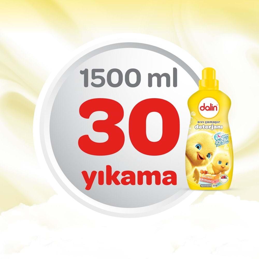 Dalin Çamaşır Deterjanı 1.5LT Bıcı Bıcı Kokulu (Hassas ve Hipoalerjenik Formül) (9 Lu Set)