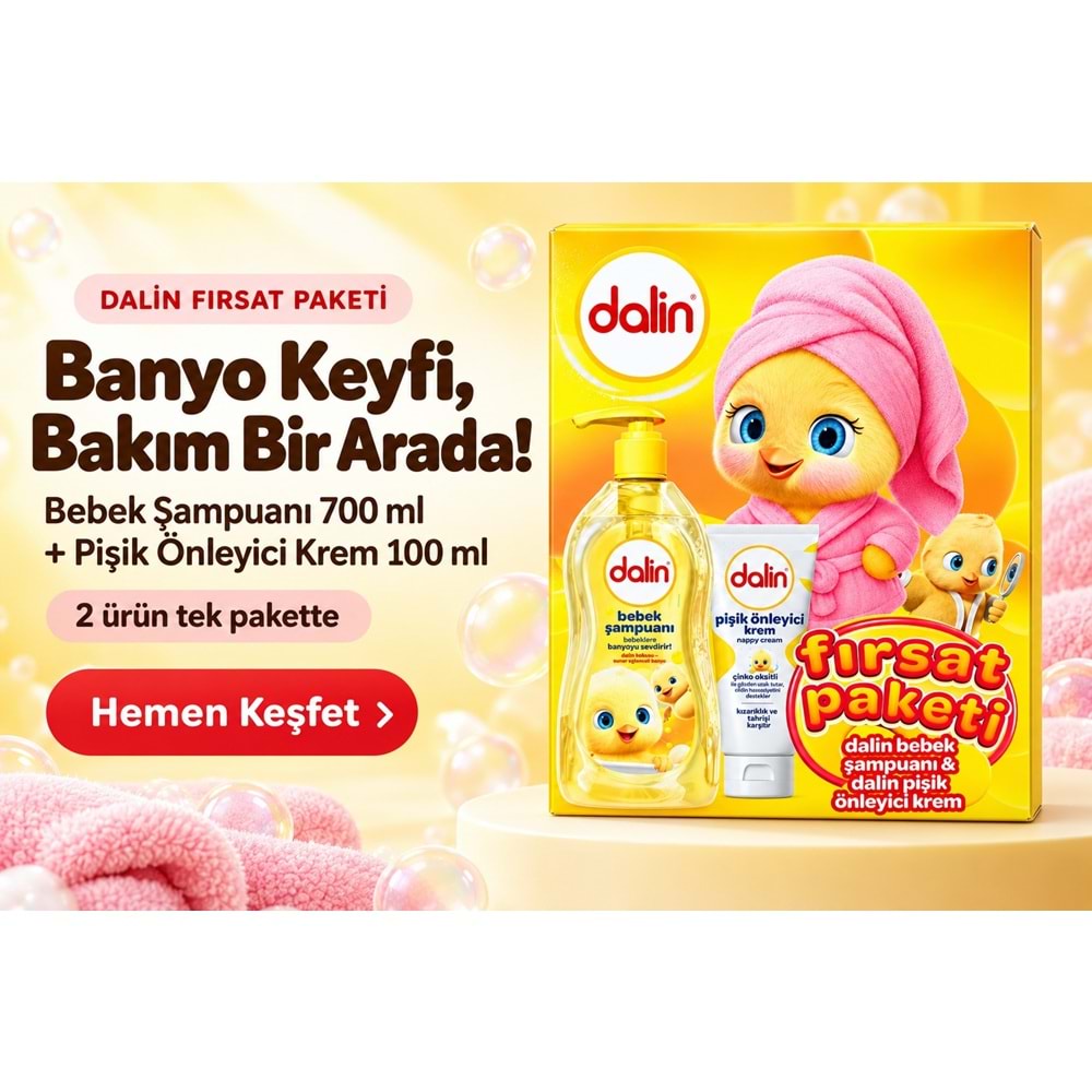 Dalin Bebek Şampuanı 700 ML + Pişik Önleyici Krem 100 ML Fırsat Paketi (5 Li Set)