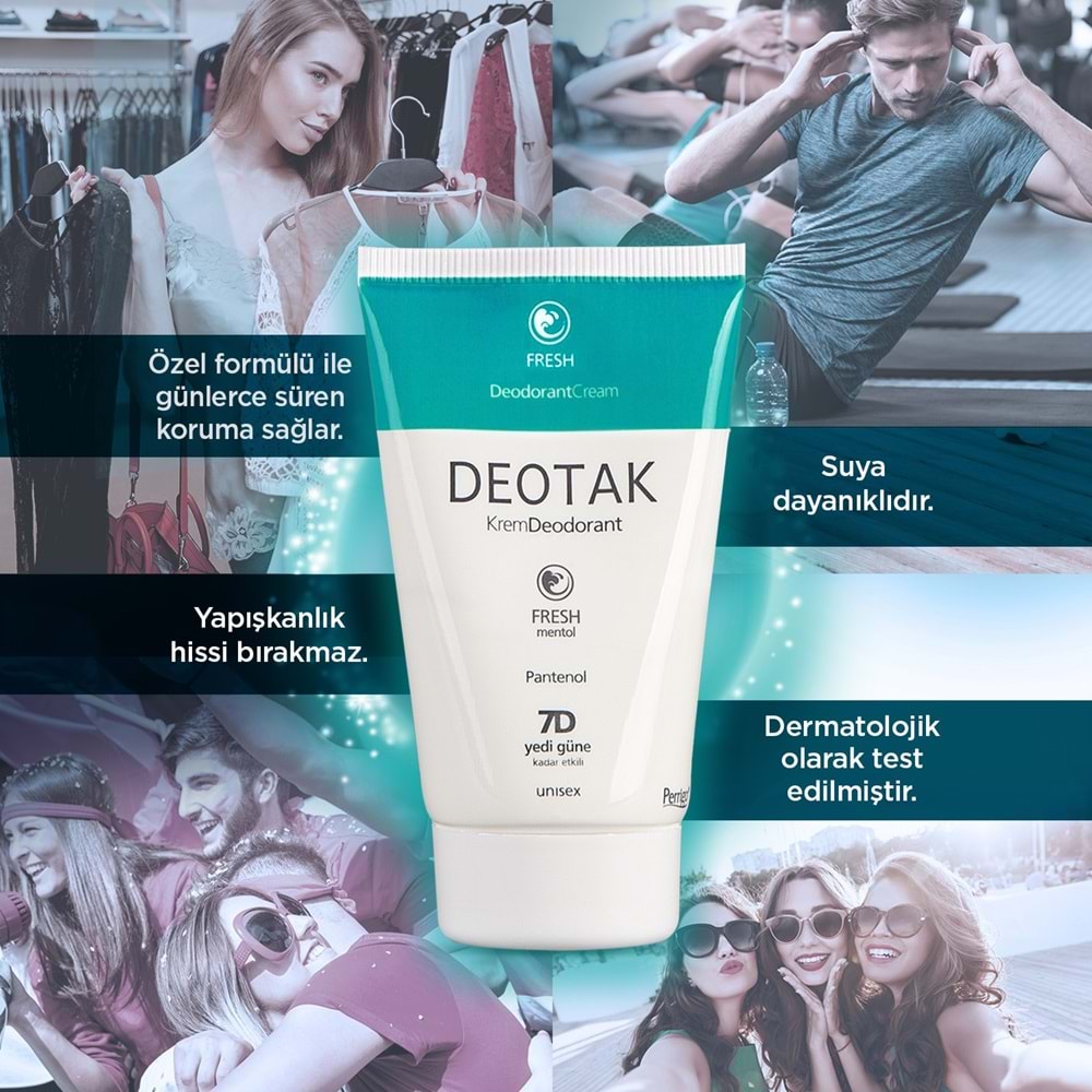 Deotak Krem Deodorant Unisex 35ML (Normal Cilt/Mentol/Hassas/Çay Ağacı Yağı) Karma (8 Li Set)