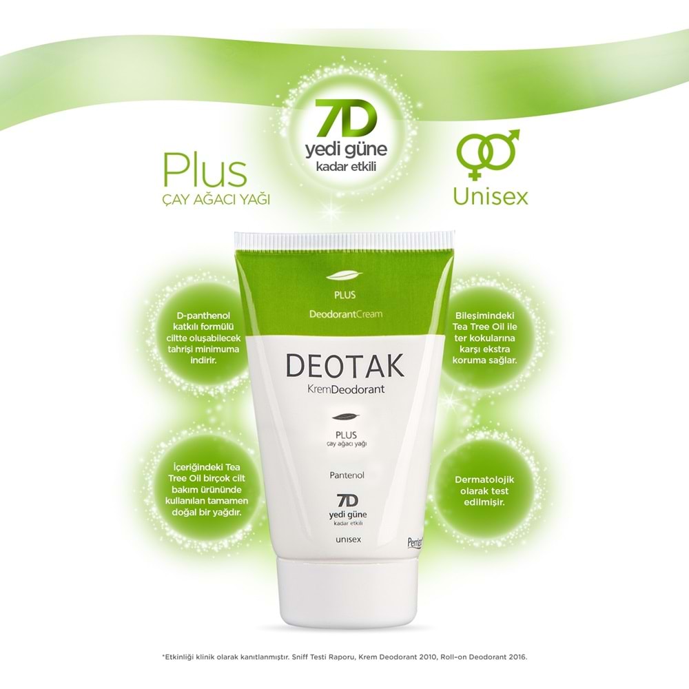 Deotak Krem Deodorant Unisex 35ML (Normal Cilt/Mentol/Hassas/Çay Ağacı Yağı) Karma (16 Lı Set)