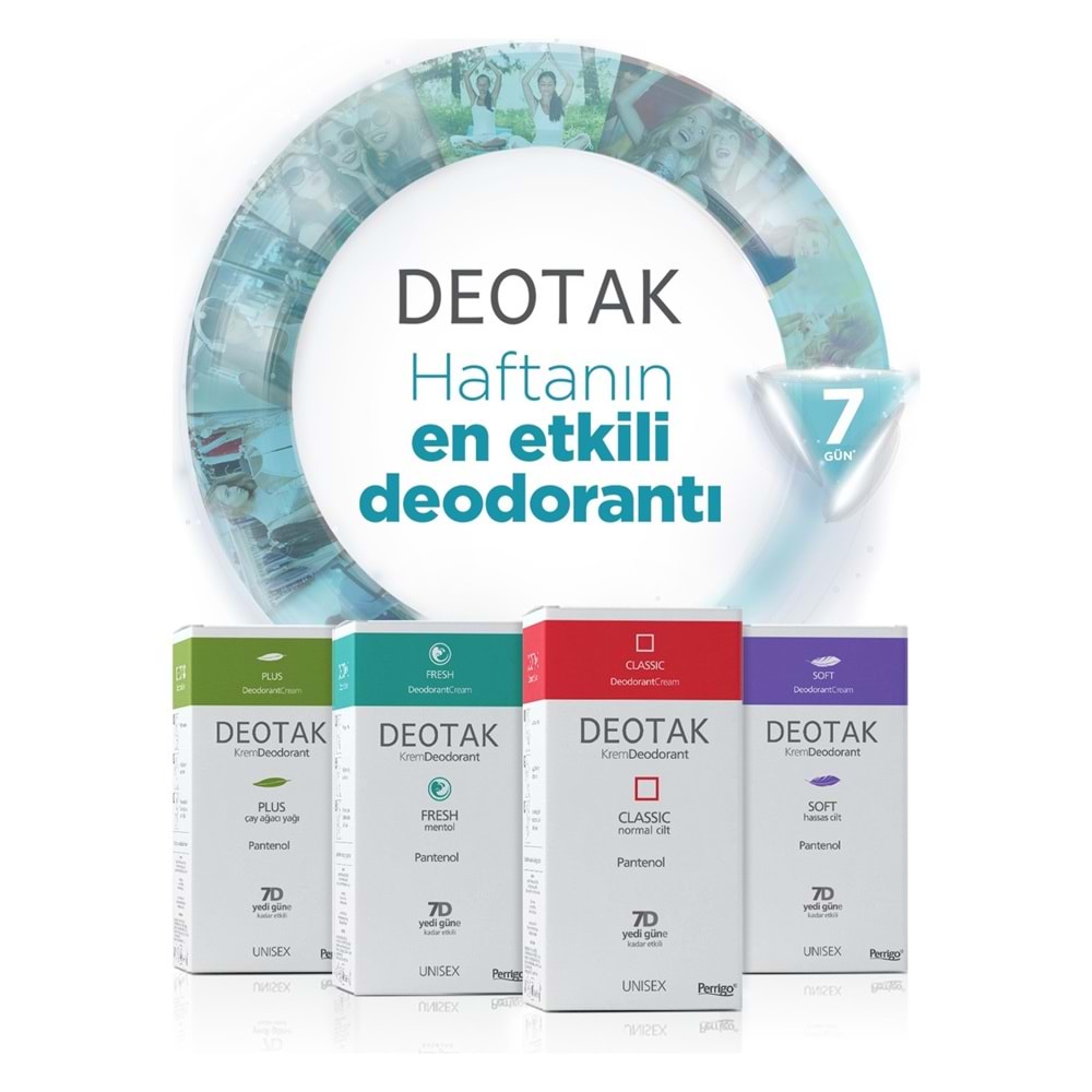 Deotak Krem Deodorant Unisex 35ML (Normal Cilt/Mentol/Hassas/Çay Ağacı Yağı) Karma (16 Lı Set)