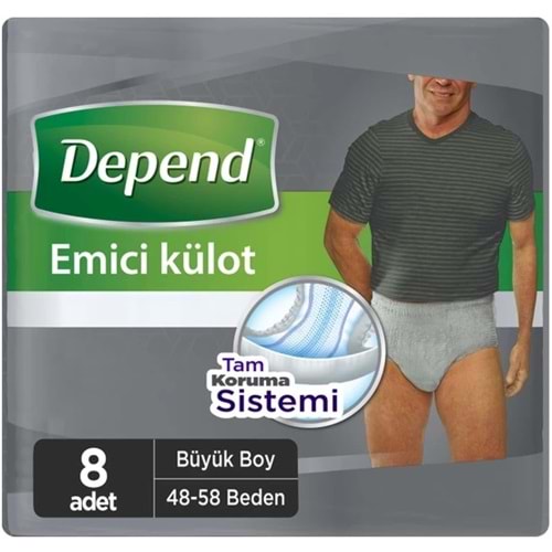 Depend Emici Külot Hasta Bezi Büyük Erkek 48 Adet (6Pk*8)