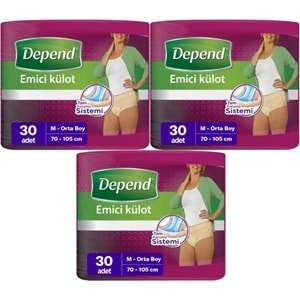 Depend Emici Külot Yetişkin Bezi Medium - Orta Kadın 90 Adet (3PK*30)