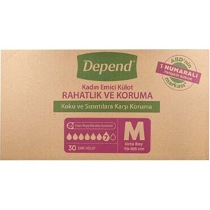 Depend Emici Külot Hasta Bezi Medium - Orta Kadın 90 Adet (3PK*30)