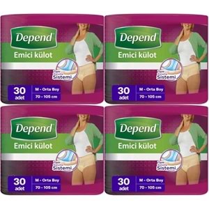 Depend Emici Külot Yetişkin Bezi Medium - Orta Kadın 120 Adet (4PK*30)