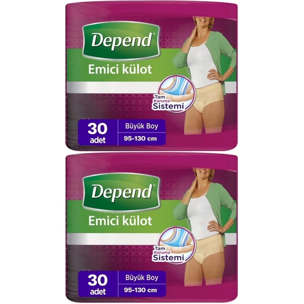 Depend Emici Külot Yetişkin Bezi Large - Büyük Kadın 60 Adet (2PK*30)