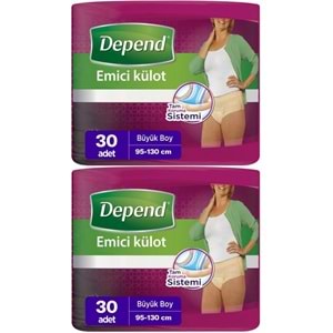 Depend Emici Külot Yetişkin Bezi Large - Büyük Kadın 60 Adet (2PK*30)