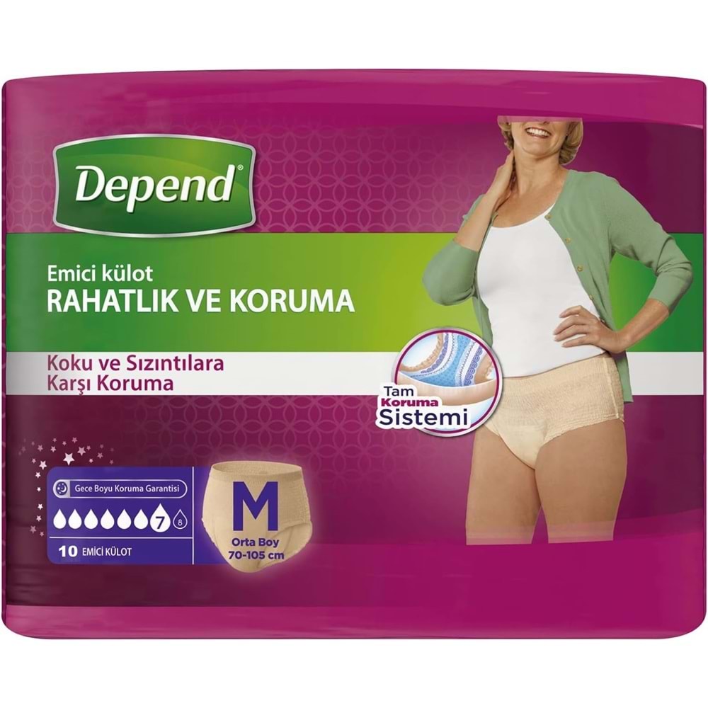 Depend Emici Külot Hasta Bezi Medium - Orta Kadın 90 Adet (9PK*10)