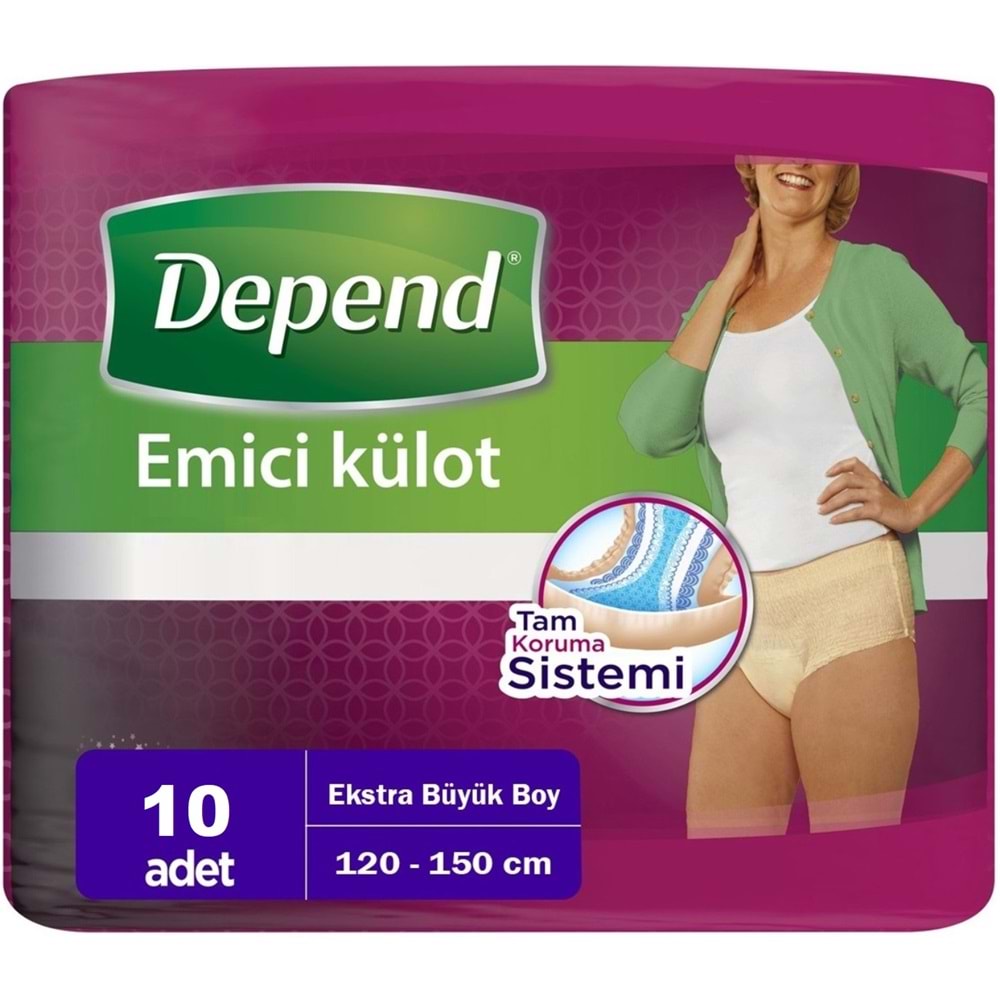 Depend Emici Külot Hasta Bezi XL - Extra Büyük Kadın 40 Adet (4PK*10)