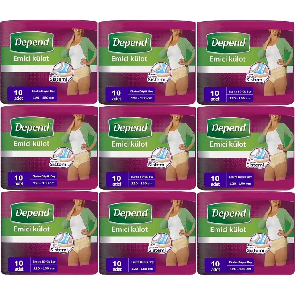 Depend Emici Külot Yetişkin Bezi XL - Extra Büyük Kadın 90 Adet (9PK*10)