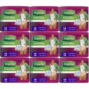 Depend Emici Külot Yetişkin Bezi XL - Extra Büyük Kadın 90 Adet (9PK*10)