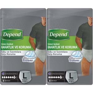 Depend Emici Külot Pants Yetişkin Bezi L - Büyük - Large Erkek 16 Adet (2PK*8)