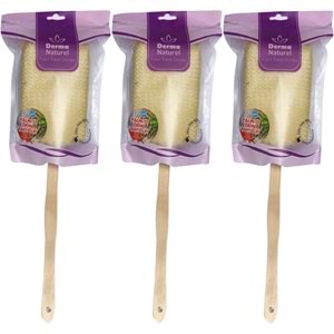 Derma Naturel Palmiye Örme Sopalı Banyo Sırt Lifi (8*24CM) MS-09 (3 Lü Set)