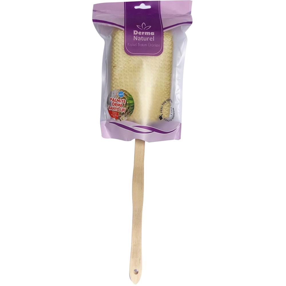 Derma Naturel Palmiye Örme Sopalı Banyo Sırt Lifi (8*24CM) MS-09 (3 Lü Set)