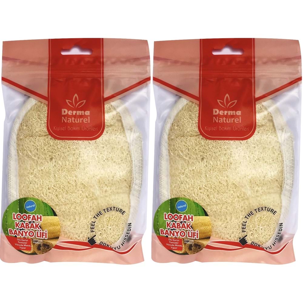 Derma Naturel Loofah Kabak Banyo ve Yüz Lifi (15*24CM) MS-10 (2 Li Set)