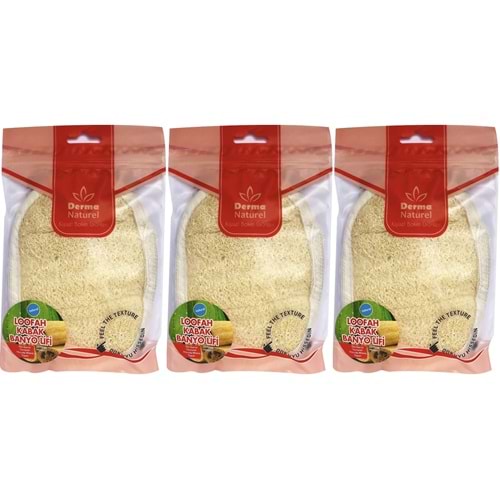 Derma Naturel Loofah Kabak Banyo ve Yüz Lifi (15*24CM) MS-10 (3 Lü Set)