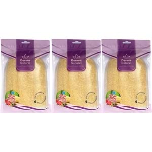Derma Naturel Loofah Kabak Havlu Banyo Eldiveni (15*24CM) MS-11 (3 Lü Set)