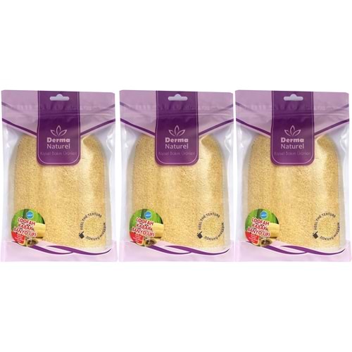 Derma Naturel Loofah Kabak Havlu Banyo Eldiveni (15*24CM) MS-11 (3 Lü Set)