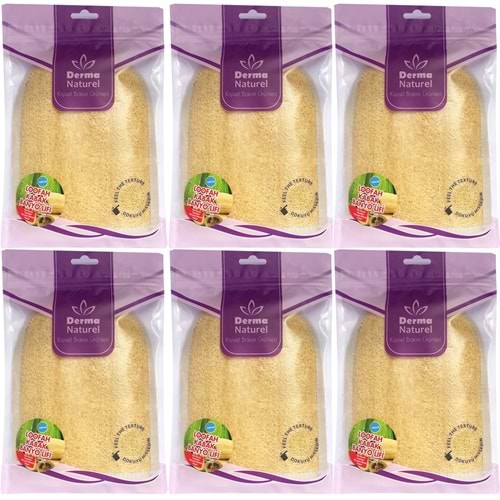 Derma Naturel Loofah Kabak Havlu Banyo Eldiveni (15*24CM) MS-11 (6 Lı Set)