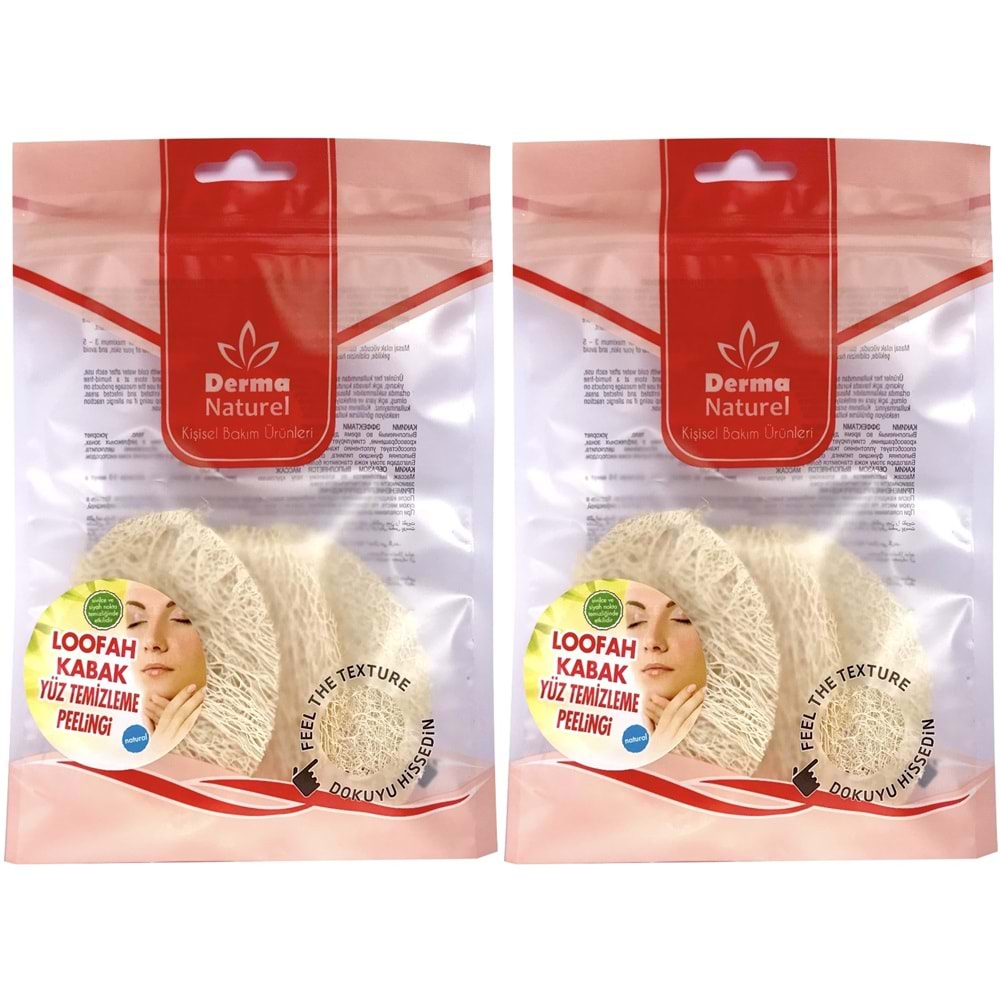 Derma Naturel Loofah Yüz Temizleme (Sivilce ve Siyah Noklar için) Peeling MS-06 (2 Li Set)