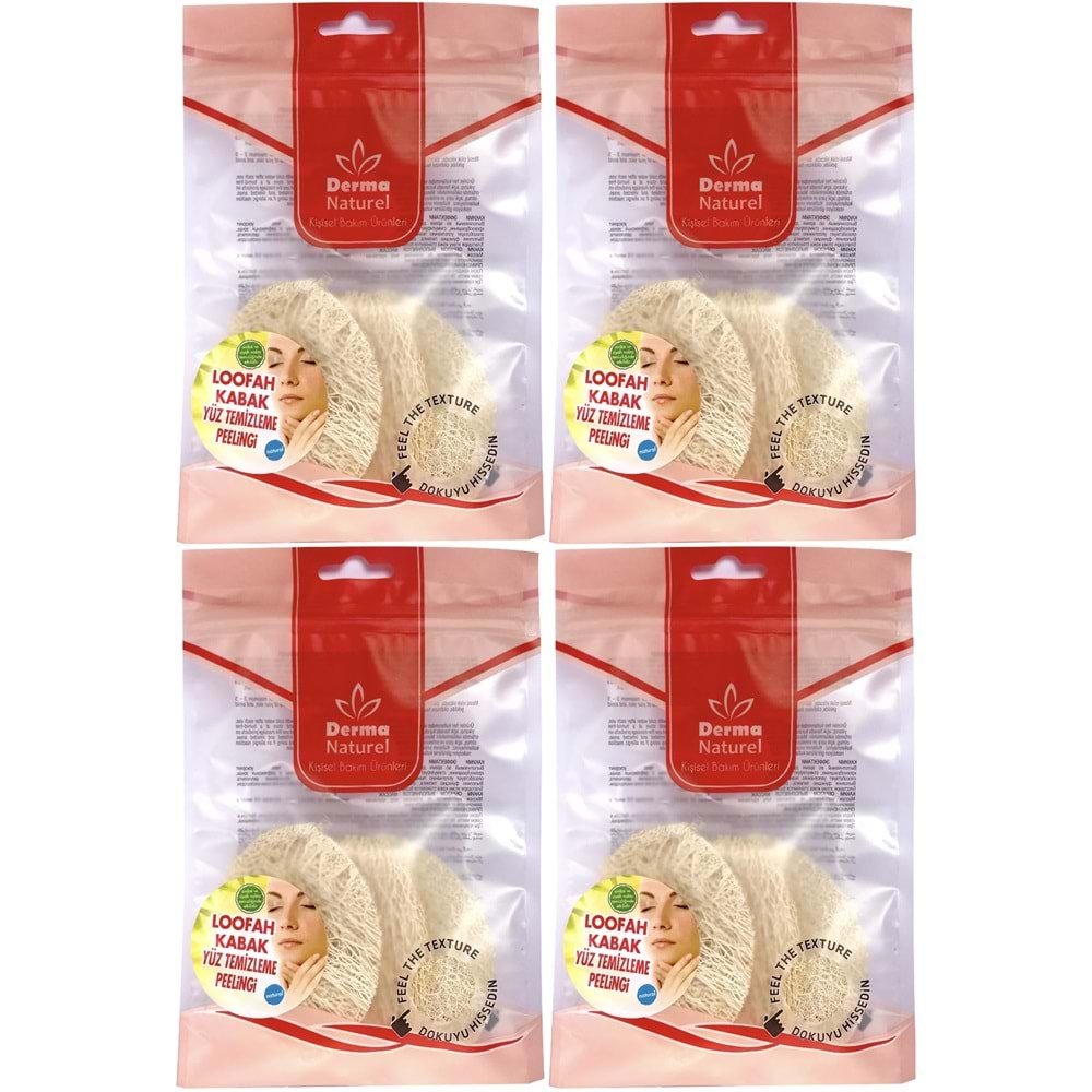 Derma Naturel Loofah Yüz Temizleme (Sivilce ve Siyah Noklar için) Peeling MS-06 (4 Lü Set)