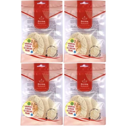 Derma Naturel Loofah Yüz Temizleme (Sivilce ve Siyah Noklar için) Peeling MS-06 (4 Lü Set)