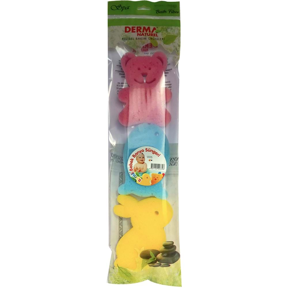 Derma Naturel 3 Lü Renkli Bebek Banyo Süngeri (3 Lü Set)